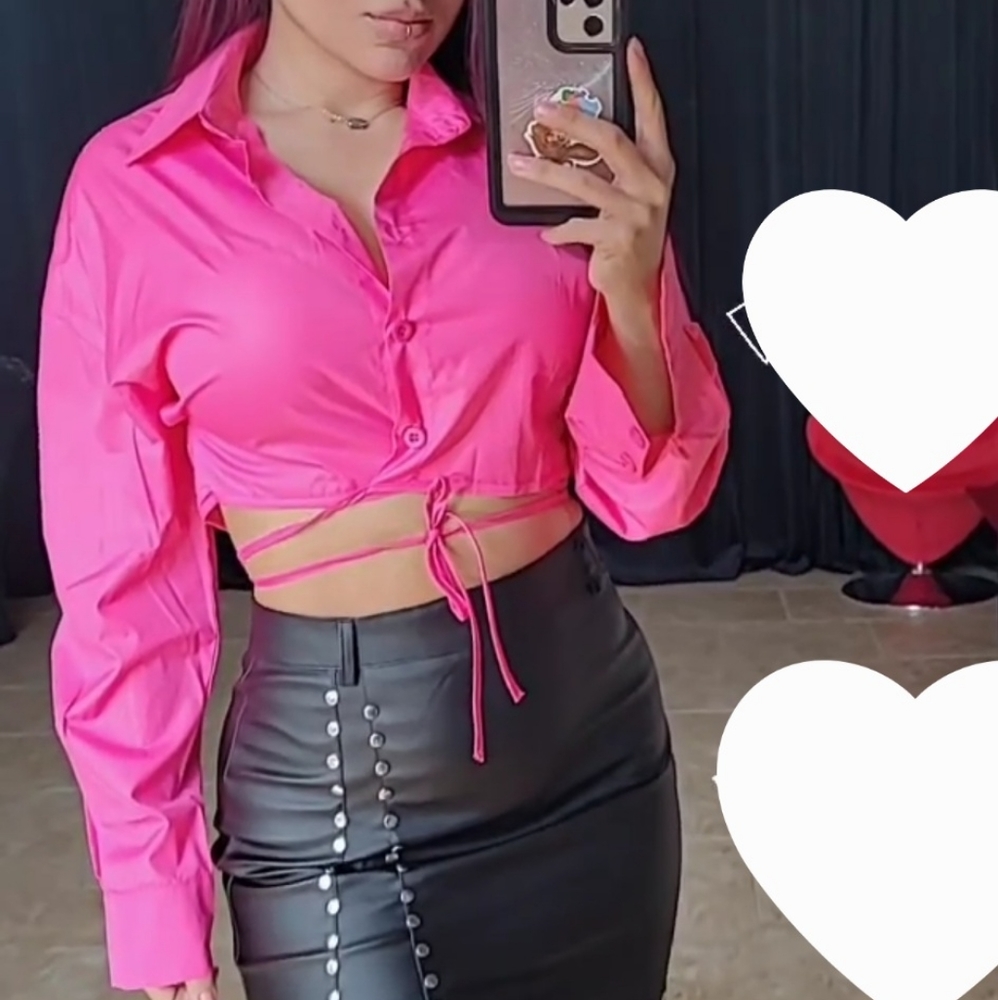 Summer Long Sleeve Crop Blouse